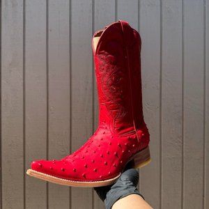 #19 Red Ostrich Finish Western Boot